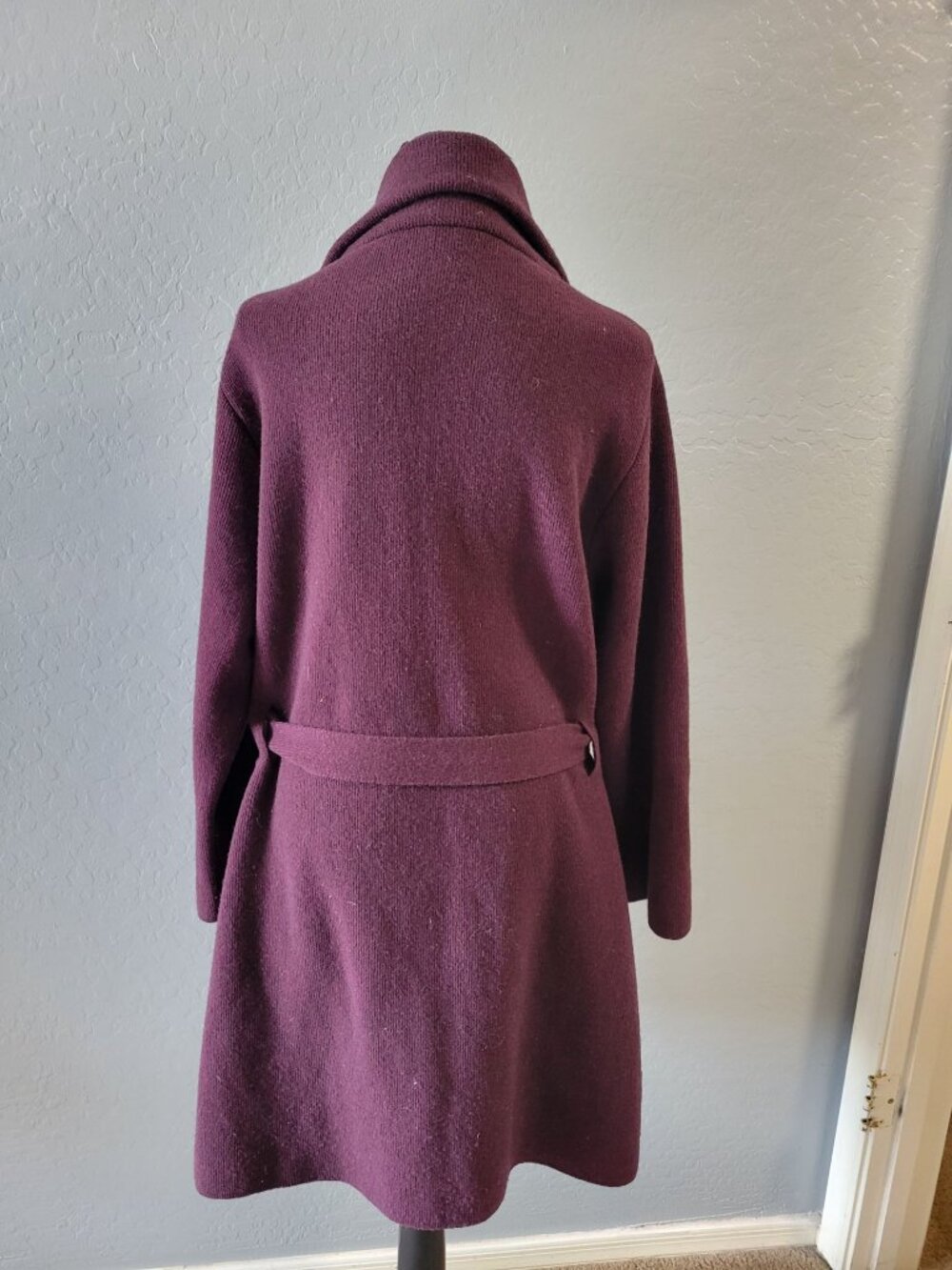 Kettlewell Plum Wrap Cardigan Extrafine Merino Wool Size L Quiet Luxury Preppy - Picture 7 of 11